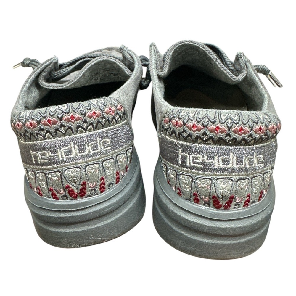 Hey Dude Wendy Rise Flora Iron Grey Platform Loafers Shoes Womens Size 6 - Picture 4 of 7